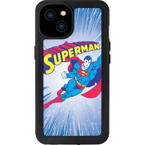 DC Comics Superman Vintage Action Pose iPhone 15 Plus Waterproof Case